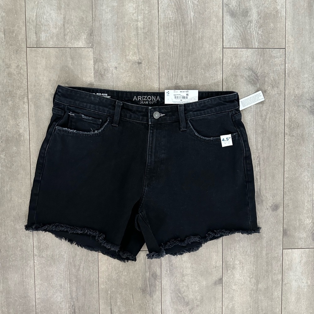 New Arizona Mid Rise Distressed Black Denim Vintage Broken style Jeans sz 13 jr
